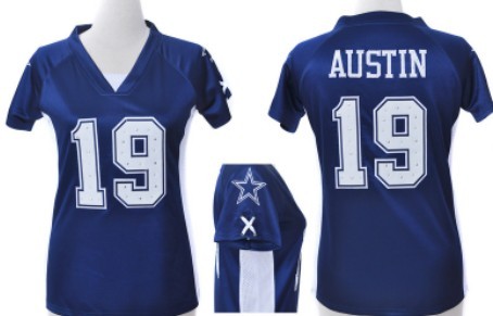 Nike Dallas Cowboys #19 Miles Austin 2012 Blue Womens Draft Him II Top Jersey 