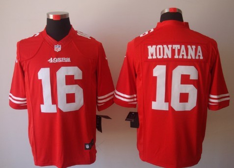 Nike San Francisco 49ers #16 Joe Montana Red Limited Jersey 