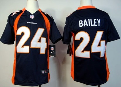 Nike Denver Broncos #24 Champ Bailey Blue Game Kids Jersey 