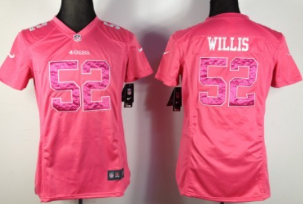 Nike San Francisco 49ers #52 Patrick Willis Pink Sweetheart Diamond Womens Jersey 