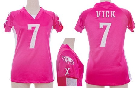 Nike Philadelphia Eagles #7 Michael Vick 2012 Pink Womens Draft Him II Top Jersey 