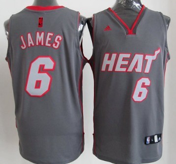 Miami Heat #6 LeBron James Gray Shadow Jersey 