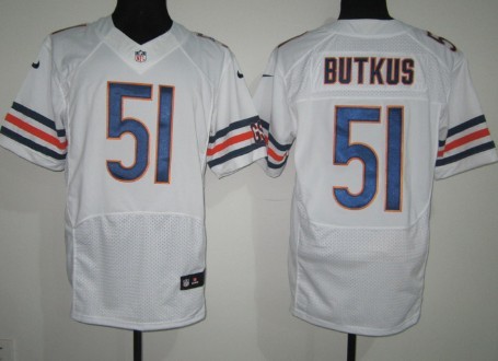 Nike Chicago Bears #51 Dick Butkus White Elite Jersey 