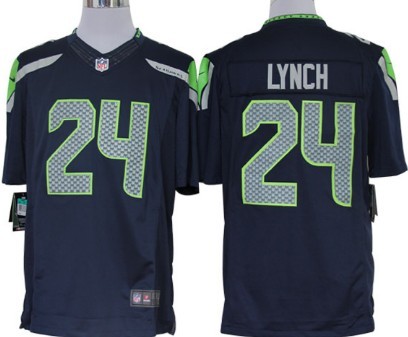 Nike Seattle Seahawks #24 Marshawn Lynch Navy Blue Limited Jersey 