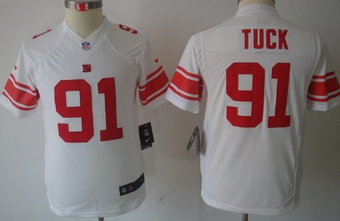 Nike New York Giants #91 Justin Tuck White Limited Kids Jersey