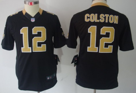 Nike New Orleans Saints #12 Marques Colston Black Limited Kids Jersey 