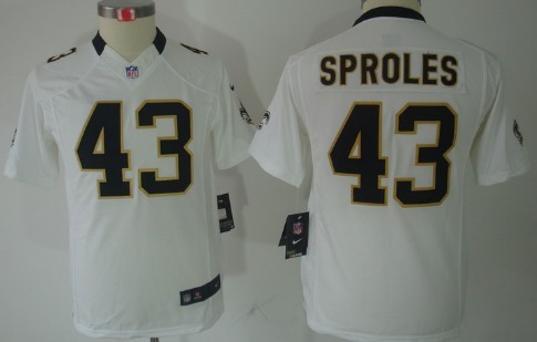 Nike New Orleans Saints #43 Darren Sproles White Limited Kids Jersey 