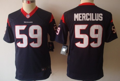 Nike Houston Texans #59 Whitney Mercilus Blue Limited Kids Jersey 