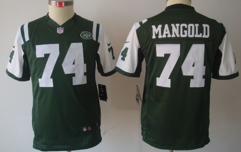 Nike New York Jets #74 Nick Mangold Green Limited Kids Jersey