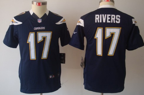 Nike San Diego Chargers #17 Philip Rivers Navy Blue Limited Kids Jersey 