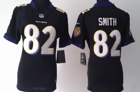 Nike Baltimore Ravens #82 Torrey Smith Black Game Womens Jersey 