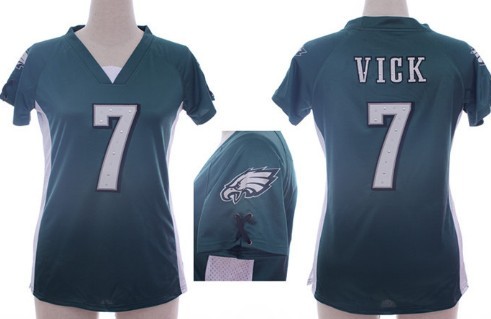 Nike Philadelphia Eagles #7 Michael Vick 2012 Dark Green Womens Draft Him II Top Jersey 