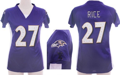 Nike Baltimore Ravens #27 Ray Rice 2012 Purple Womens Draft Him II Top Jersey 