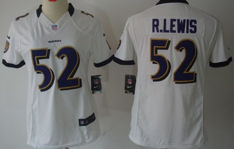 Nike Baltimore Ravens #52 Ray Lewis White Limited Womens Jersey 