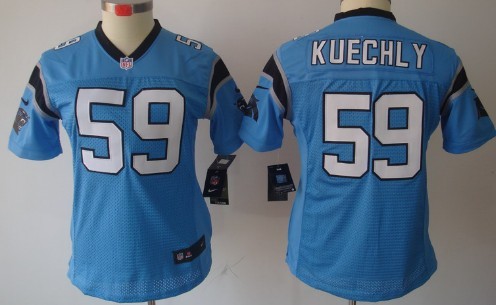 Nike Carolina Panthers #59 Luke Kuechly Light Blue Limited Womens Jersey 