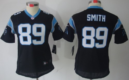 Nike Carolina Panthers #89 Steve Smith Black Limited Womens Jersey 