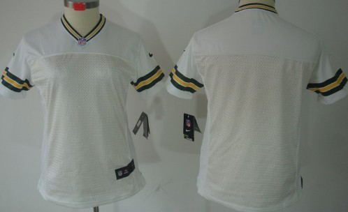 Nike Green Bay Packers Blank White Limited Womens Jersey 