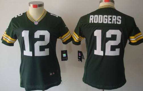 Nike Green Bay Packers #12 Aaron Rodgers Green Limited Womens Jersey 