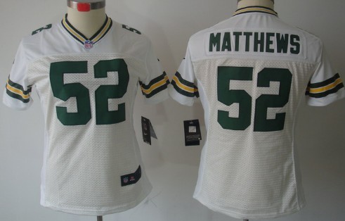 Nike Green Bay Packers #52 Clay Matthews White Limited Womens Jersey 