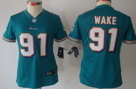 Nike Miami Dolphins #91 Cameron Wake Green Limited Womens Jersey 