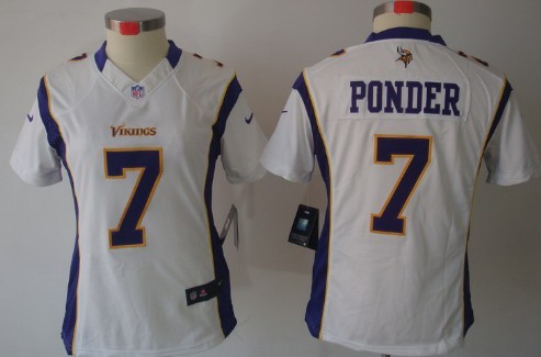 Nike Minnesota Vikings #7 Christian Ponder White Limited Womens Jersey 