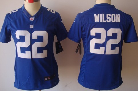 Nike New York Giants #22 David Wilson Blue Limited Womens Jersey 