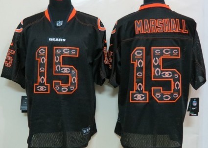 Nike Chicago Bears #15 Brandon Marshall Lights Out Black Ornamented Elite Jersey 