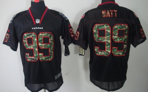 Nike Houston Texans #99 J.J. Watt Black With Camo Elite Jersey