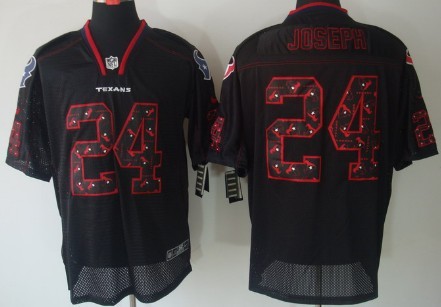 Nike Houston Texans #24 Johnathan Joseph Lights Out Black Ornamented Elite Jersey 