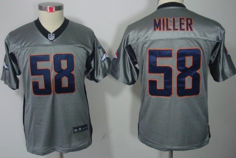 Nike Denver Broncos #58 Von Miller Gray Shadow Kids Jersey 