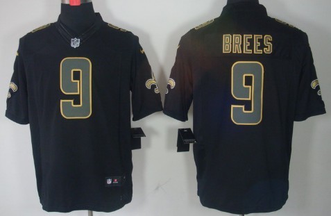 Nike New Orleans Saints #9 Drew Brees Black Impact Limited Jersey 