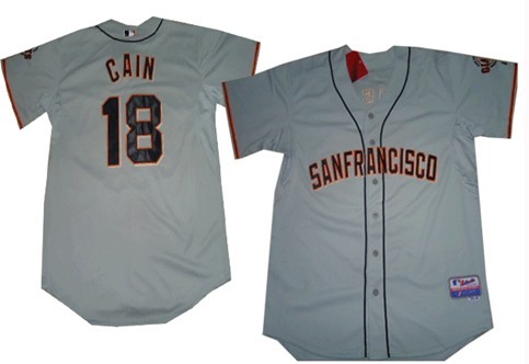 San Francisco Giants #18 Matt Cain Gray Jersey