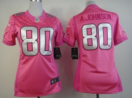 Nike Houston Texans #80 Andre Johnson Pink Love Womens Jersey 