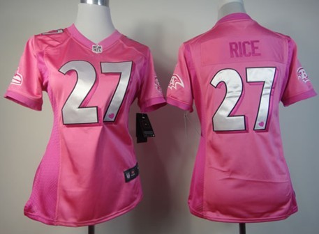 Nike Baltimore Ravens #27 Ray Rice Pink Love Womens Jersey 