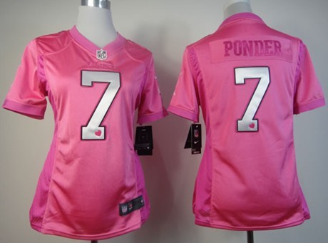 Nike Minnesota Vikings #7 Christian Ponder Pink Love Womens Jersey 