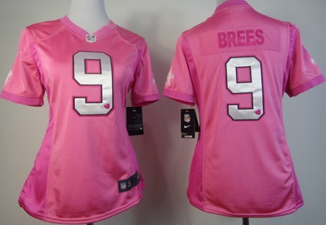 Nike New Orleans Saints #9 Drew Brees Pink Love Womens Jersey 