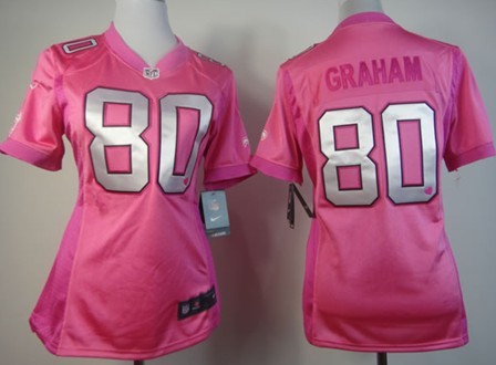 Nike New Orleans Saints #80 Jimmy Graham Pink Love Womens Jersey 