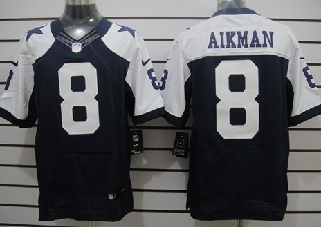 Nike Dallas Cowboys #8 Troy Aikman Blue Thanksgiving Elite Jersey 