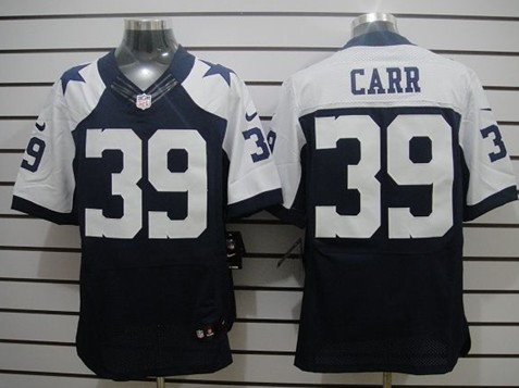 Nike Dallas Cowboys #39 Brandon Carr Blue Thanksgiving Elite Jersey 