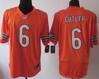 Nike Chicago Bears #6 Jay Cutler Orange Limited Jersey 