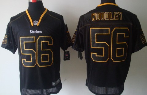 Nike Pittsburgh Steelers #56 LaMarr Woodley Lights Out Black Elite Jersey 