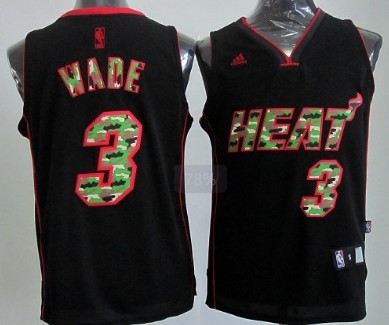 Miami Heat #3 Dwyane Wade Black Camo Fashion Jersey 