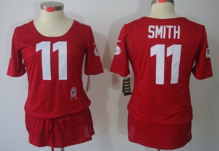 Nike San Francisco 49ers #11 Alex Smith Breast Cancer Awareness Red Womens Jersey 