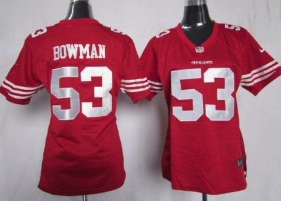 Nike San Francisco 49ers #53 Navorro Bowman Red Game Womens Jersey 