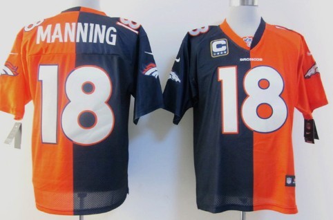 Nike Denver Broncos #18 Peyton Manning Blue/Orange Two Tone Elite Jersey 