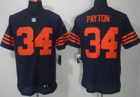 Nike Chicago Bears #34 Walter Payton Blue With Orange Elite Jersey 