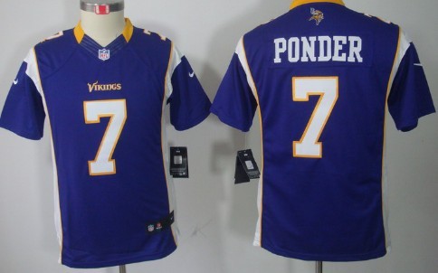 Nike Minnesota Vikings #7 Christian Ponder Purple Limited Kids Jersey 