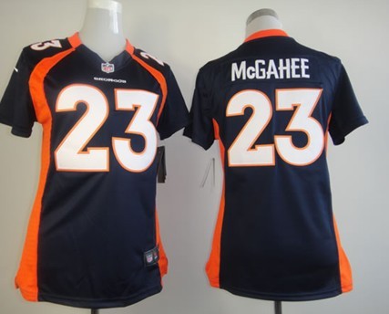 Nike Denver Broncos #23 Willis McGahee Blue Game Womens Jersey 