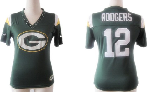 Nike Green Bay Packers #12 Aaron Rodgers 2012 Green Womens Field Flirt Fashion Jersey  