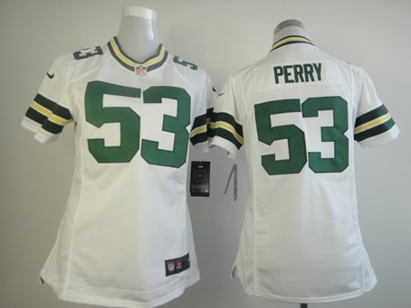 Nike Green Bay Packers #53 Nick Perry White Game Womens Jersey 